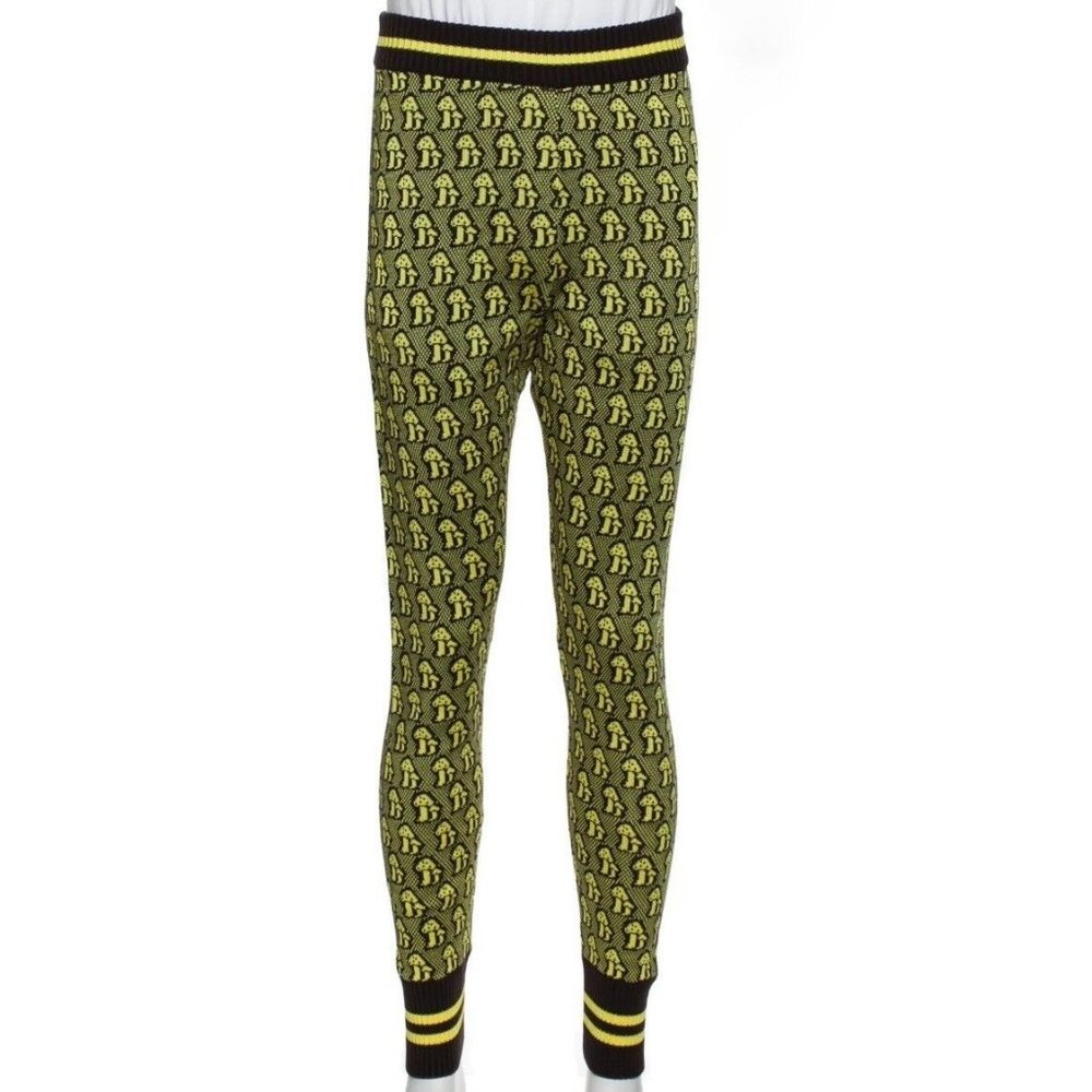 New GUCCI mens z M pants leggings Mushroom Print Jacquard Knitted  $950